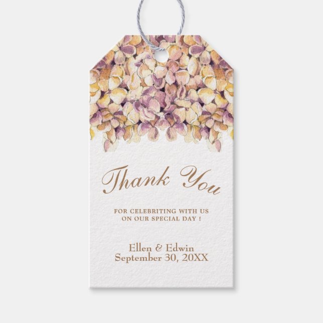 Elegant Purple Rustic Hydrangea Favor tag (Front)