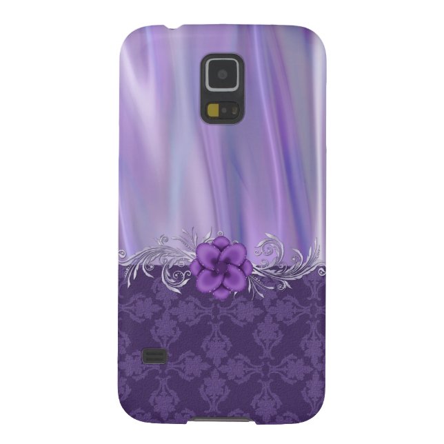 Elegant Purple Satin and Damask Samsung Galaxy S5 Case-Mate Samsung Galaxy Case (Back)