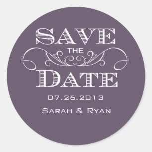 Elegant Purple Save the Date Sticker