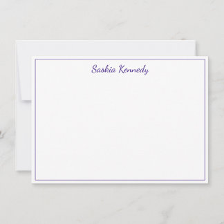 Elegant Purple Script Border Personalised Card
