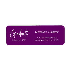 Elegant Purple Script Graduation Return Address