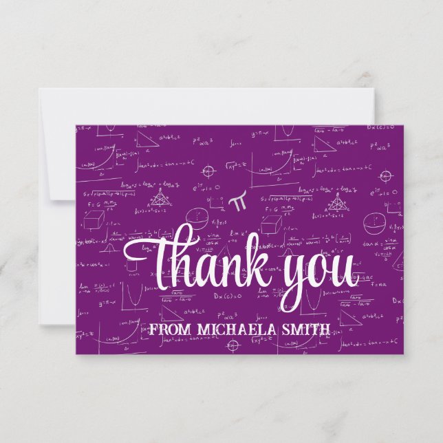 Elegant Purple Script Mathematics Graduation Thank Thank You Card (Front)