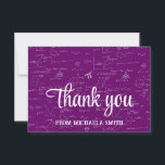 Elegant Purple Script Mathematics Graduation Thank You Card<br><div class="desc">Simple but elegant graduation purple thank you card with a beautiful script font and a background of mathematical formulas and equations. Perfect for math and engineering graduates. Illustrated and designed by Patricia Alvarez.</div>