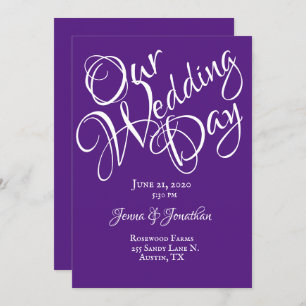 Elegant Purple Script Wedding Invitation