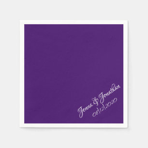 Elegant Purple Script Wedding Napkin