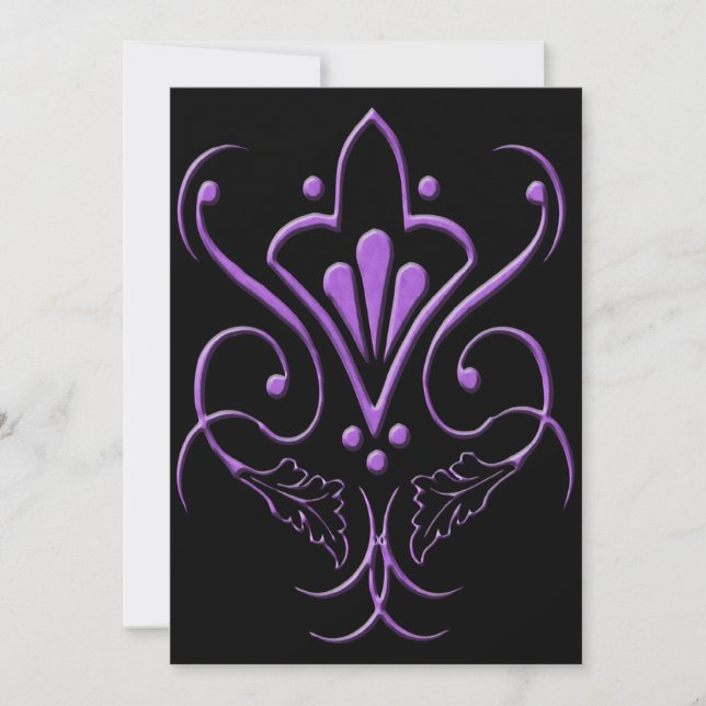 Elegant Purple Scroll Goth Sweet 16 Invitation (Front)