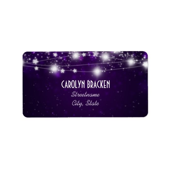 Elegant Purple Shimmering Stars Christmas Address Label