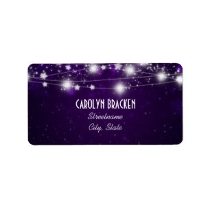 Elegant Purple Shimmering Stars Christmas Label