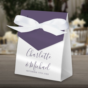 Elegant Purple Signature Script Wedding Favour Box