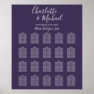 Elegant Purple Signature Wedding Seating Chart