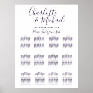 Elegant Purple Signature Wedding Seating Chart