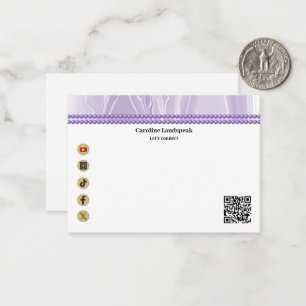 Elegant Purple Silk, Social Media & QR Code Card