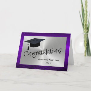 Elegant Purple Silver Congratulations Graduation Card
