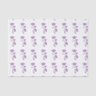 Elegant Purple & Silver Floral Jewel Tissue Paper