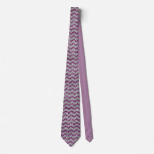 Elegant Purple Silver Glitter Chevron Zig Zag Tie