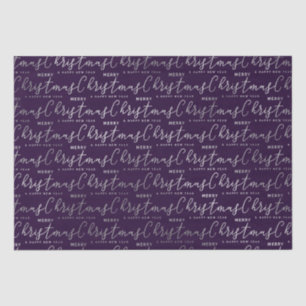 Elegant Purple & Silver Merry Christmas Text Tissue Paper