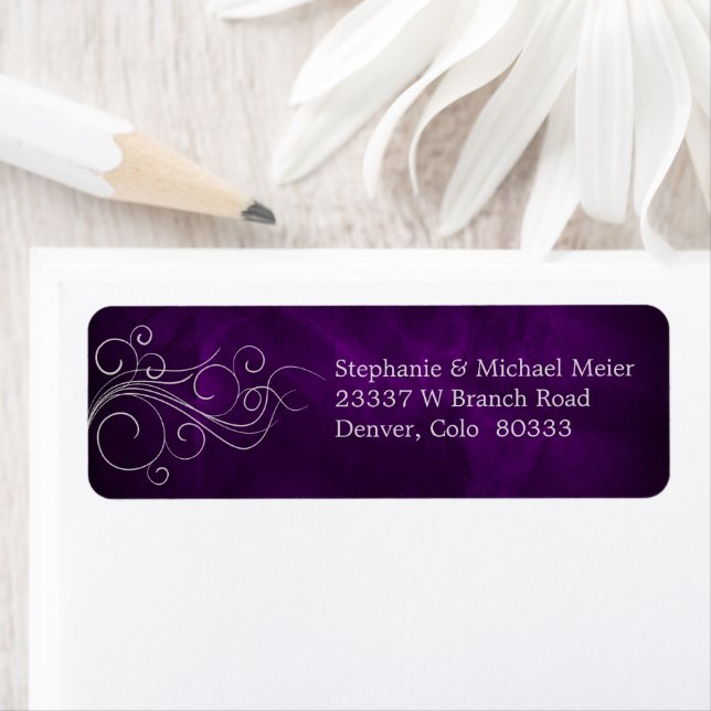 Elegant Purple Silver Return Address Label (Insitu)