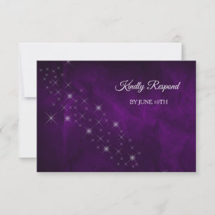 Elegant Purple Silver Star Wedding RSVP Card