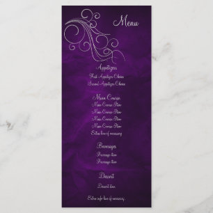 Elegant Purple Silver Wedding Menu Rack Card