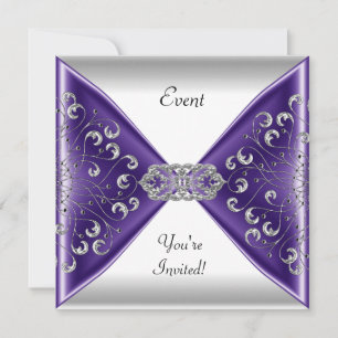 Elegant Purple Silver White Event Party Invitation