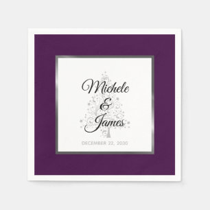 Elegant Purple Silver Winter Holiday Wedding Napkin