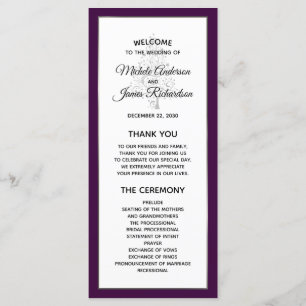 Elegant Purple Silver Winter Holiday Wedding Programme