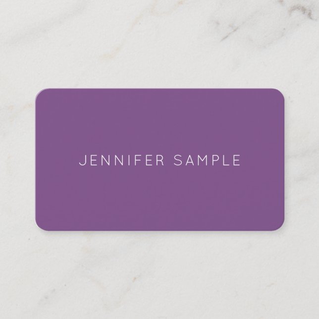 Elegant Purple Sleek Design Modern Plain Luxe Chic Business Card (Front)