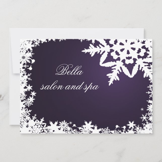 elegant purple snowflake  Business Thank You Cards (Front)