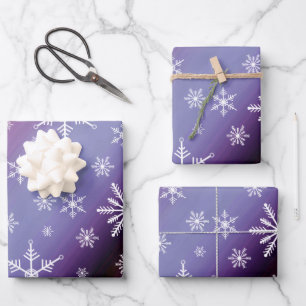 Elegant Purple Snowflake Gradient Gift Wrapping Paper Sheet