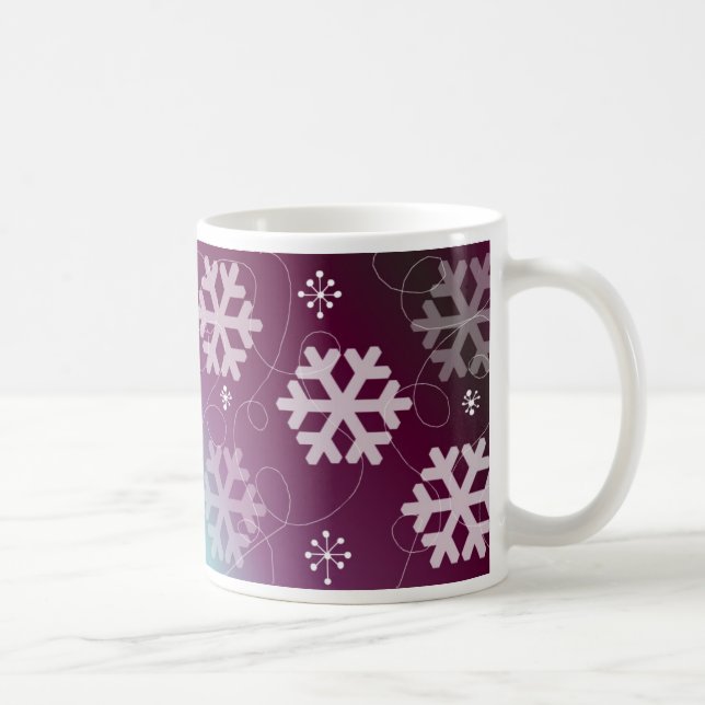 Elegant Purple Snowflakes Coffee Mug (Right)