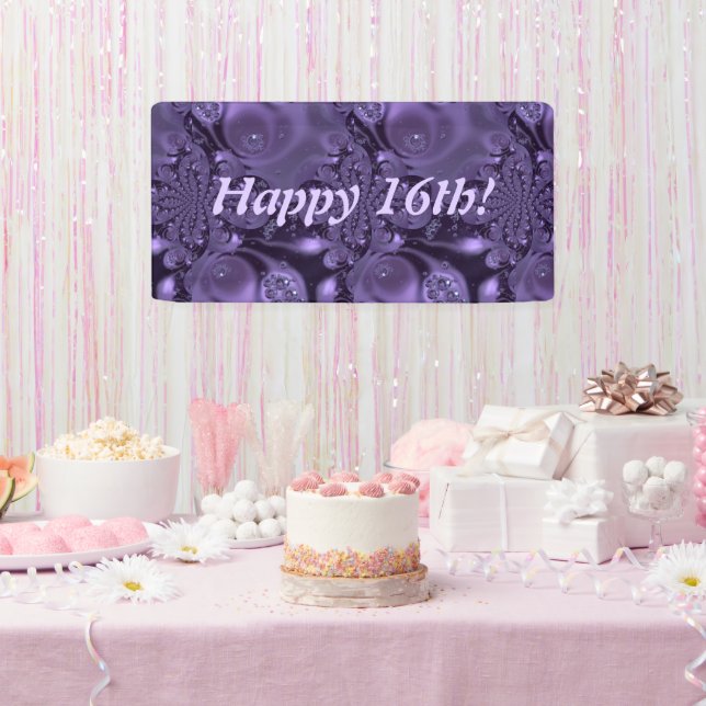 Elegant Purple Sparkle Happy Celebration Banner (Party)