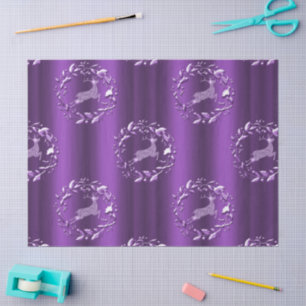 Elegant Purple Sparkling Reindeer Christmas Tissue Paper