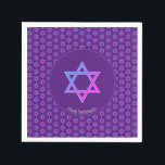 Elegant Purple | STAR OF DAVID Paper Napkin<br><div class="desc">Elegant purple STAR OF DAVID Paper Napkins, showing colourful Magen David in a tiled pattern. At the centre, there is an image of a larger Star of David. Underneath, the text reads CHAG SAMEACH. This is also customisable so you can add your greeting and/or name, etc. This is a minimalist,...</div>