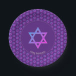 Elegant Purple | STAR OF DAVID Paper Plate<br><div class="desc">Elegant purple STAR OF DAVID Paper Plates, showing with a colourful Magen David in a tiled pattern. At the centre, there is an image of a larger Star of David. Underneath, the text reads CHAG SAMEACH. This is customisable so you can add your greeting and/or name, etc. This is a...</div>