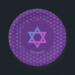 Elegant Purple | STAR OF DAVID Paper Plate<br><div class="desc">Elegant purple STAR OF DAVID Paper Plates, showing with a colourful Magen David in a tiled pattern. At the centre, there is an image of a larger Star of David. Underneath, the text reads CHAG SAMEACH. This is customisable so you can add your greeting and/or name, etc. This is a...</div>