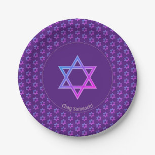 Elegant Purple   STAR OF DAVID Paper Plate