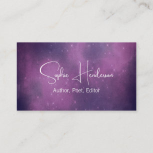 Elegant Purple Starry Author Networking Business Card