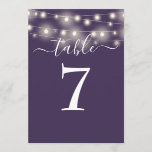 Elegant Purple String Lights Table Number