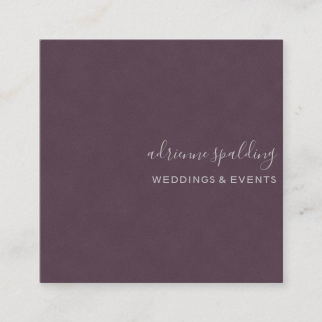 Elegant Purple Suede Leather Texture Professional Square Business Card (Front)