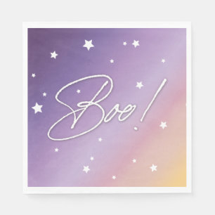 Elegant Purple Sunset/White Boo! Halloween Party Napkin