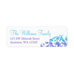 Elegant Purple Teal Flourish Bat Mitzvah