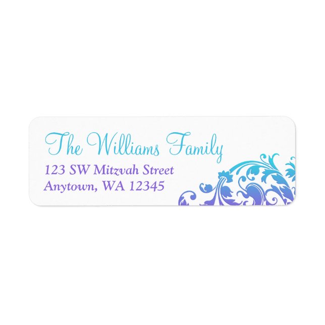 Elegant Purple Teal Flourish Bat Mitzvah (Front)