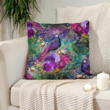 Elegant Purple Teal Peacock Floral