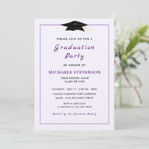 Elegant Purple Text Graduation Invitation Card