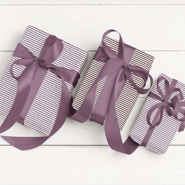 Elegant Purple Thin Striped Wrapping Paper (Elegant Thin Striped Wrapping Paper with Purple and White Lines. Gift Wrap with Chic Fall Color.)