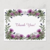 Elegant Purple Thistle Floral Thank You 