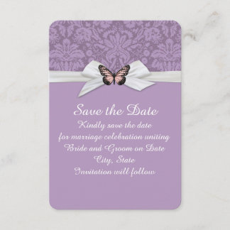 Elegant Purple Tudor Damask Save the date