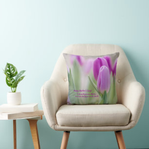 Elegant Purple Tulips Happy Mother's Day Cushion