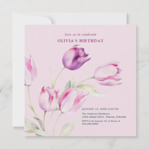 Elegant Purple Tulips Invitation