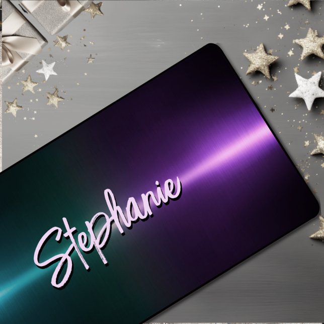 Elegant purple turquoise ombré monogram  desk mat (Creator Uploaded)